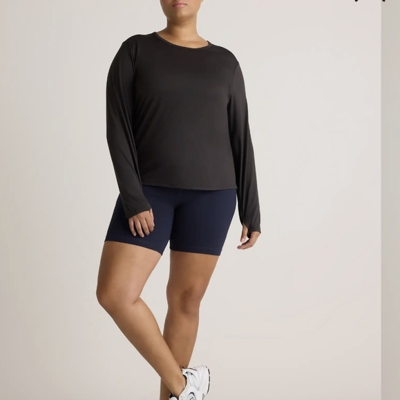 NWT Quince Flowknit Breeze Long Sleeve Top Athletic Performance Thumbhole Black - Picture 2 of 10